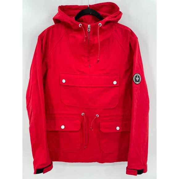 BLACK SCALE Red Cargo Utility Anorak Pullover Quarter Zip Jacket Size M - Picture 1 of 10